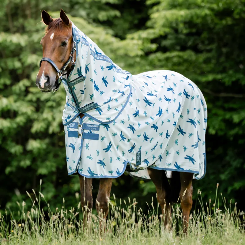 Amigo Bug Rug Plus Fly Rug - Dragonfly Print/Silver Blue/Sage