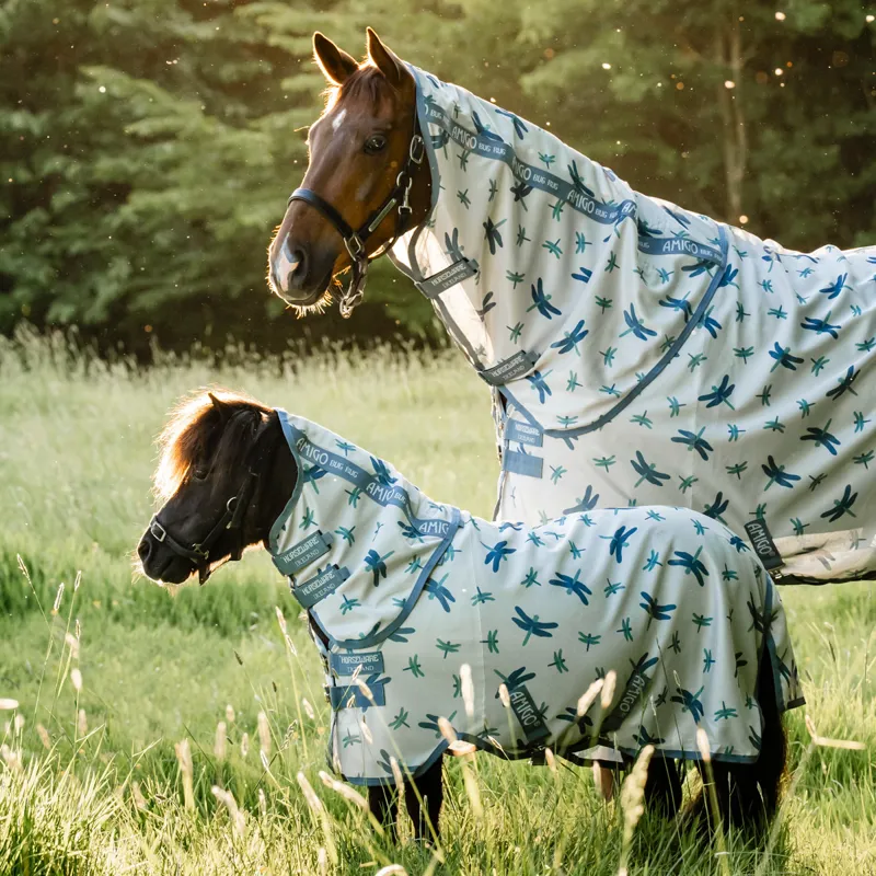 Amigo Petite Bug Rug Plus Detach-A-Neck Fly Rug - Dragonfly/Silver-2