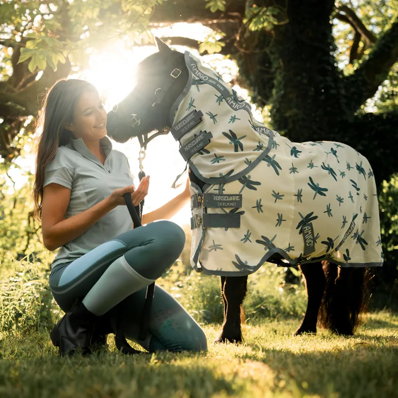 Amigo Petite Bug Rug Plus Detach-A-Neck Fly Rug - Dragonfly/Silver-3