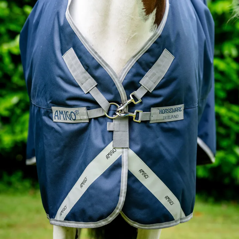 Amigo Bravo 1200D XL Standard Neck 0g Turnout Rug - Navy/Titanium-2