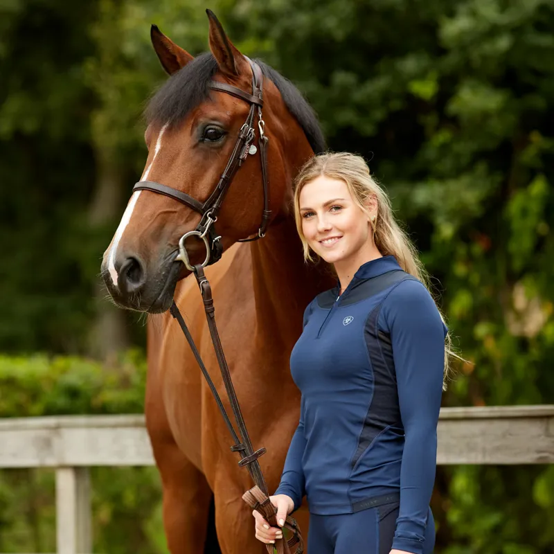Ariat Ascent 1/4 Zip Ladies Base Layer - Navy-3