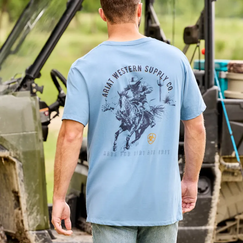 Ariat Blazing Saddle Mens Tee - Coronet Blue-4