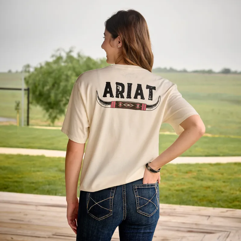 Ariat Bull Horns Womens Tee - Natural