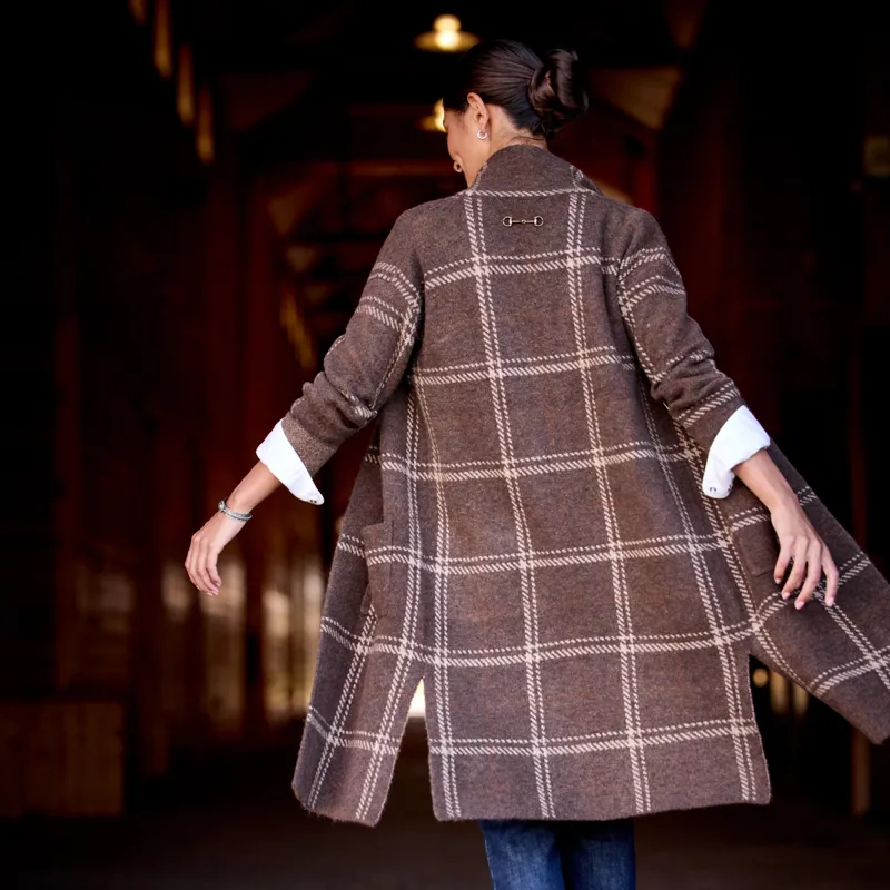 Ariat Country Ballston Womens Long Cardigan - Sorrel Horse Plaid-2
