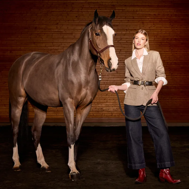 Ariat Country Beckfoot Womens Blazer - Camel Houndstooth-3