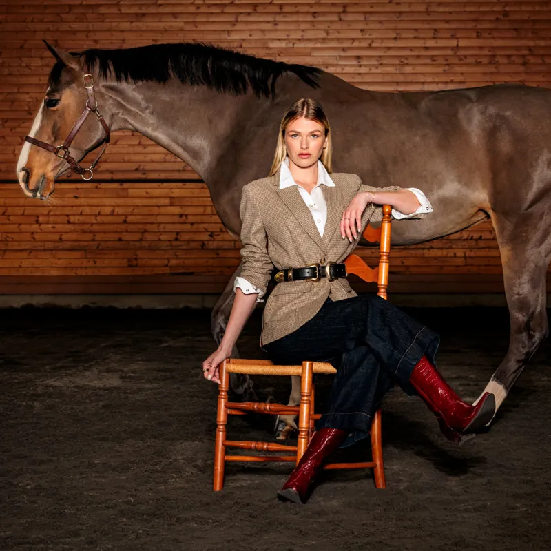 Ariat Country Beckfoot Womens Blazer - Camel Houndstooth-1