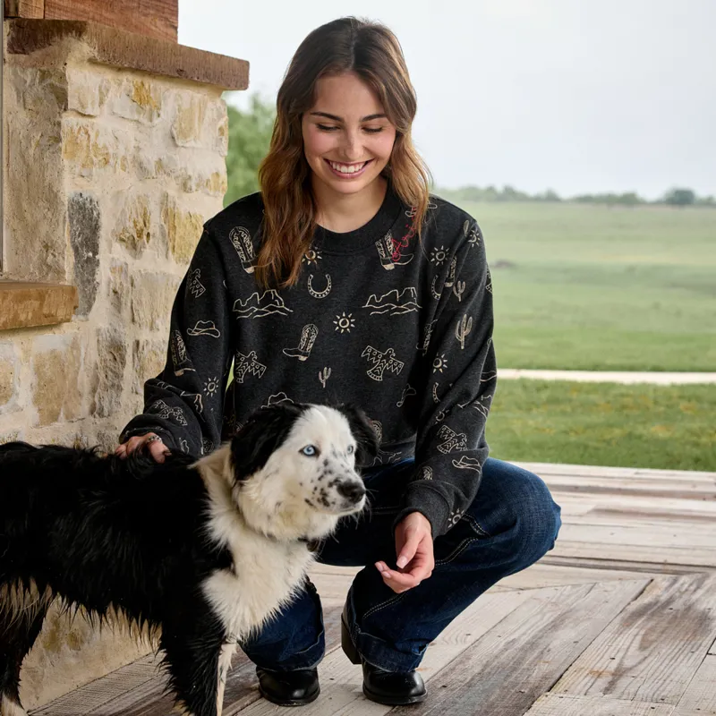 Ariat Essential Crew Womens Sweatshirt - Black Heather-5