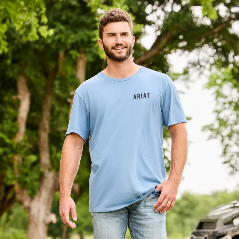 Ariat Blazing Saddle Mens Tee - Coronet Blue-1