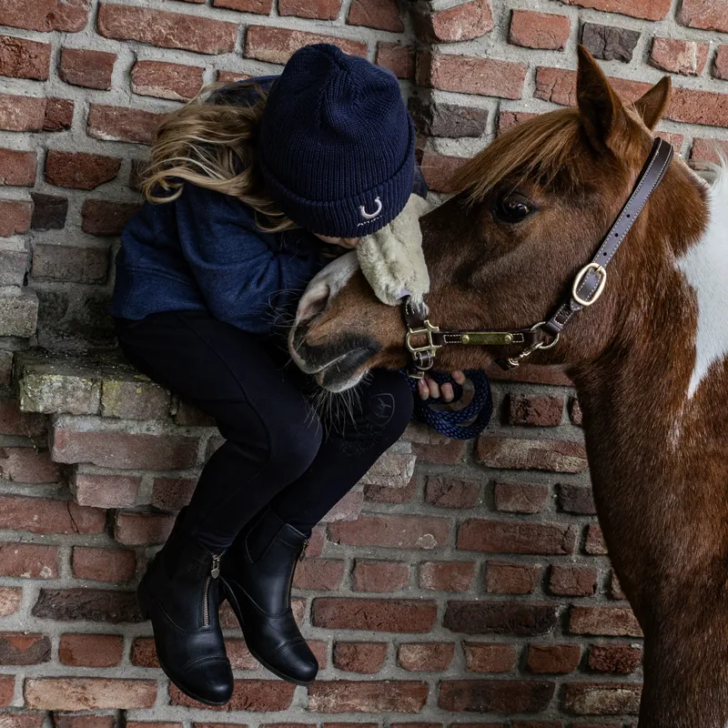 Ariat Junior Horse Shoe Beanie - Navy-4