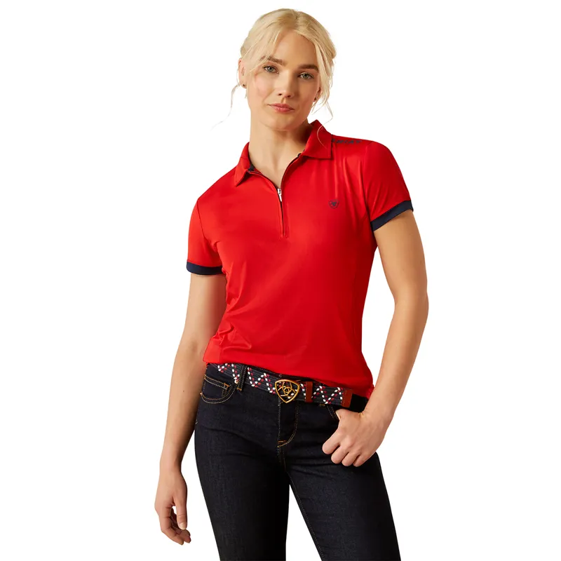 Ariat Bandera 1/4 Zip Ladies Polo Shirt - Red