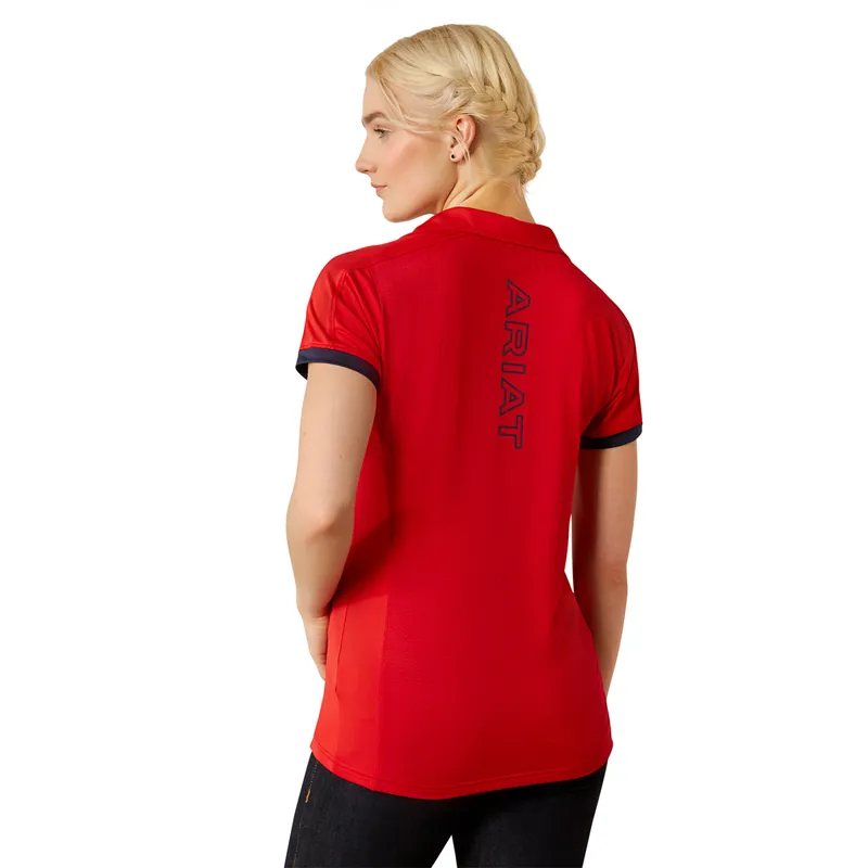 Ariat Bandera 1/4 Zip Ladies Polo Shirt - Red-3
