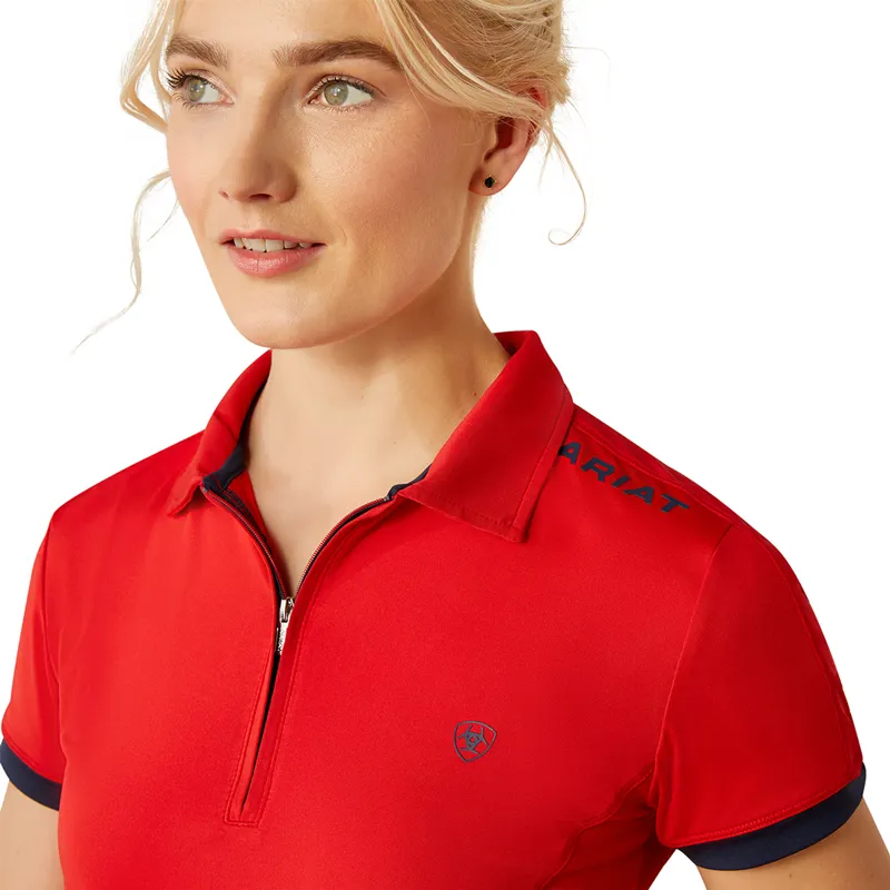 Ariat Bandera 1/4 Zip Ladies Polo Shirt - Red-4
