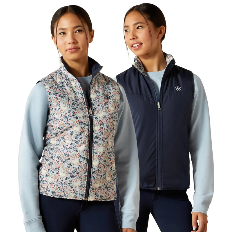 Ariat Bella Junior Girls Reversible Gilet - Posey Pony Print
