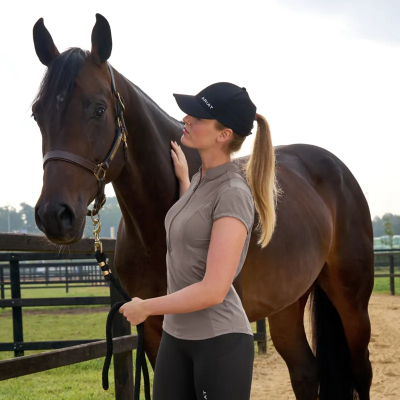 Ariat Breathe 1/4 Zip Ladies Short Sleeve Base Layer - Plum Grey-1