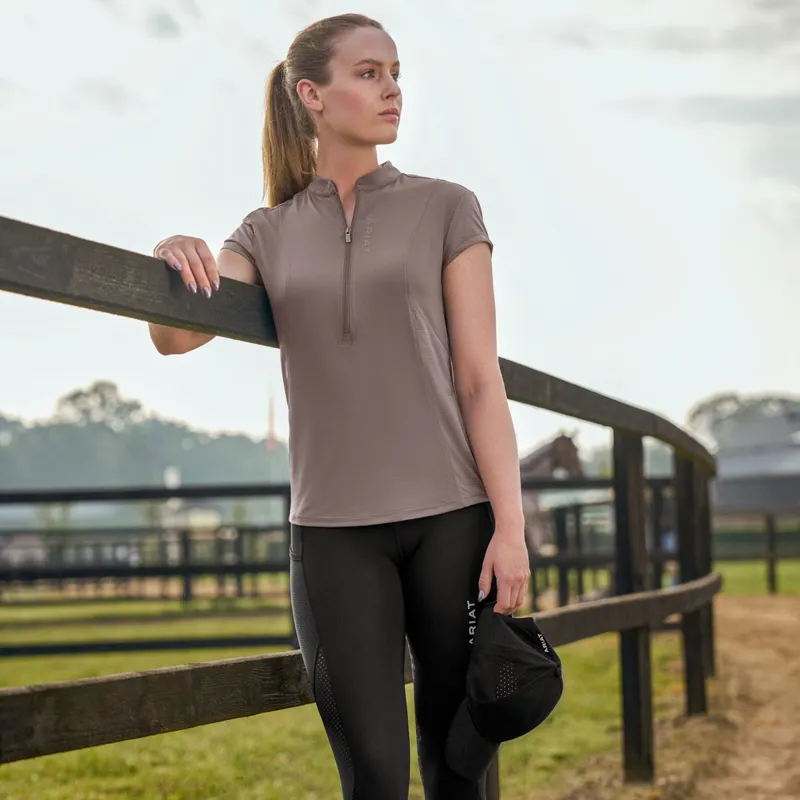 Ariat Breathe 1/4 Zip Ladies Short Sleeve Base Layer - Plum Grey-4