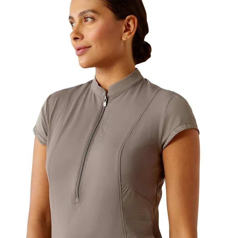 Ariat Breathe 1/4 Zip Ladies Short Sleeve Base Layer - Plum Grey-3