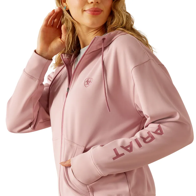 Ariat Breeze Full Zip Ladies Hoodie - Dry Rose-2