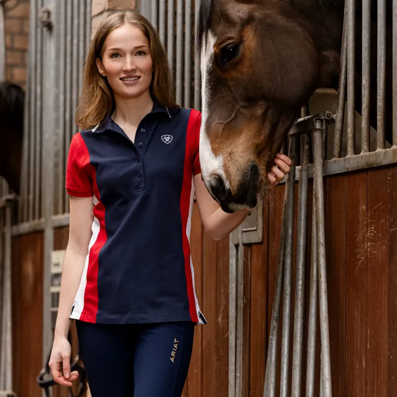 Ariat Taryn Womens Polo Shirt - Navy Team/Red-2