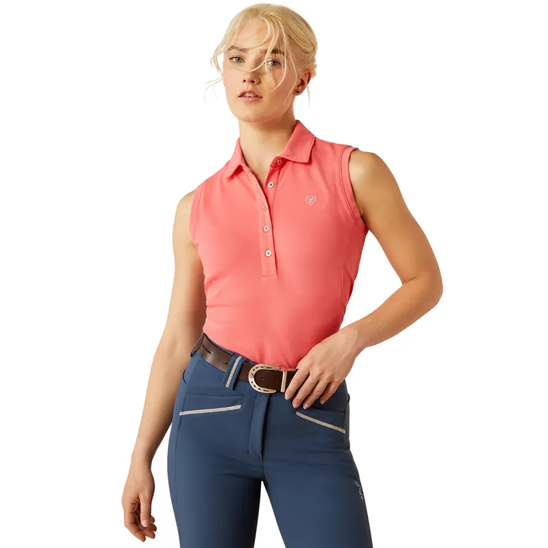Ariat Prix 3.0 Ladies Sleeveless Polo Shirt - Coral Paradise