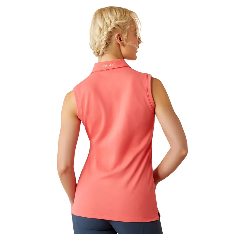 Ariat Prix 3.0 Ladies Sleeveless Polo Shirt - Coral Paradise-1