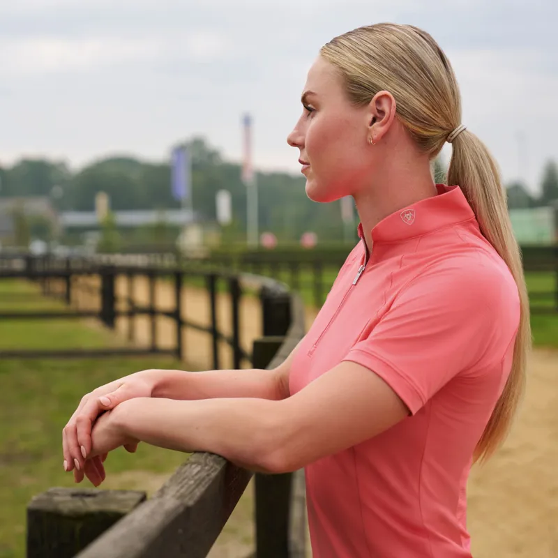 Ariat Soquel 1/4 Zip Ladies Base Layer - Coral Paradise-2
