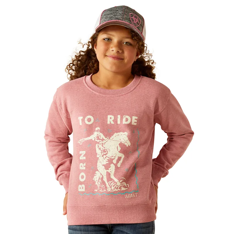 Ariat Western Rider Junior Girls Sweatshirt - Rose Wine Heather