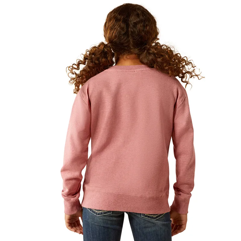 Ariat Western Rider Junior Girls Sweatshirt - Rose Wine Heather-1