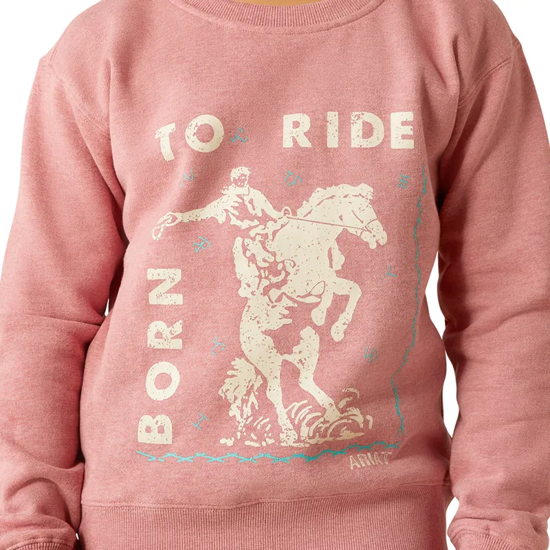 Ariat Western Rider Junior Girls Sweatshirt - Rose Wine Heather-2
