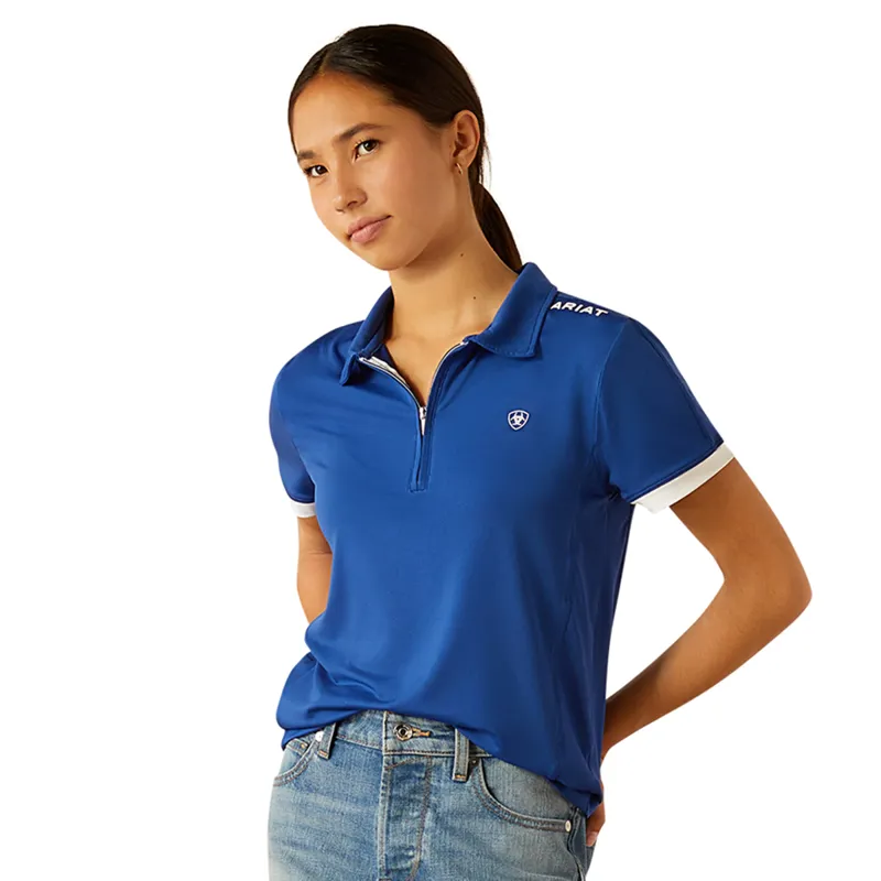 Ariat Bandera 1/4 Zip Junior Polo Shirt - Sodalite Blue