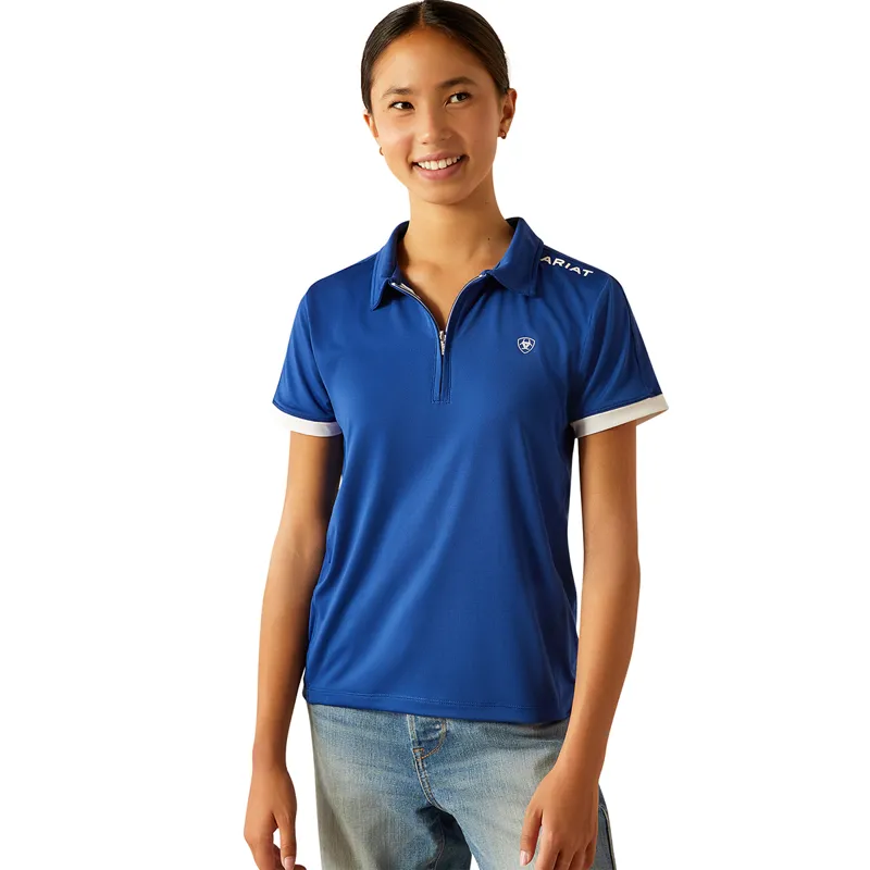 Ariat Bandera 1/4 Zip Junior Polo Shirt - Sodalite Blue-1