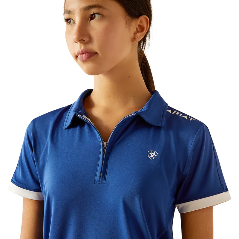 Ariat Bandera 1/4 Zip Junior Polo Shirt - Sodalite Blue-3
