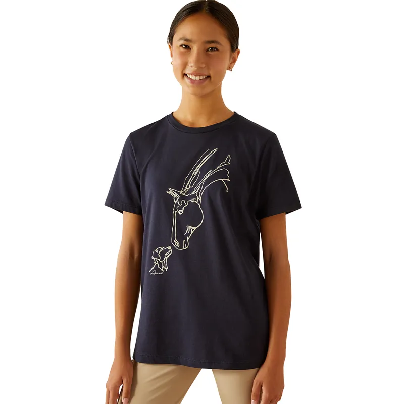 Ariat Hay Girl Junior Short Sleeve Tee - Navy-1