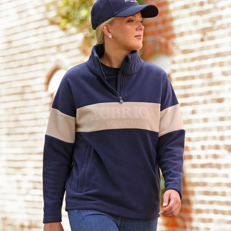 Aubrion Equestrian Womens Polo Fleece - Midnight/Taupe