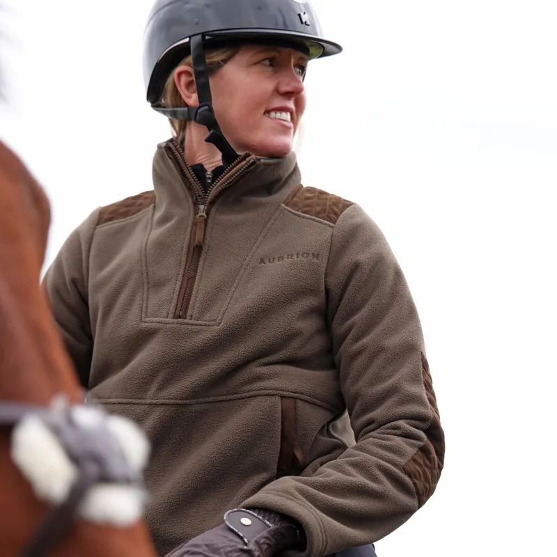 Aubrion Heritage Unisex Quarter Zip Fleece - Dark Olive-6