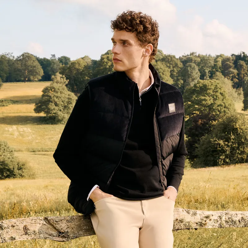 BOSS Equestrian Arthur Cord Mens Puffer Vest Gilet - Black -1