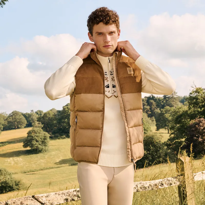 BOSS Equestrian Arthur Cord Mens Puffer Vest Gilet - Camel