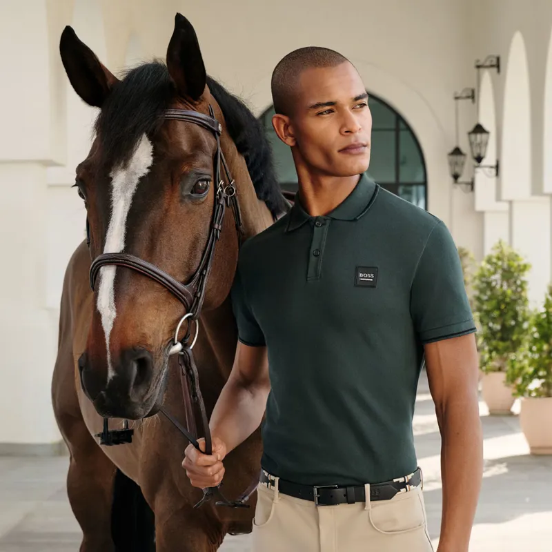BOSS Equestrian Paul Mens Patch Polo Shirt - Pine Grove Pre-Order-1