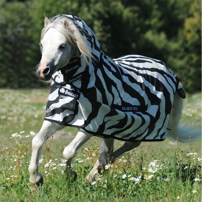 Bucas Buzz-Off Full Neck Fly Rug - Zebra Print-2