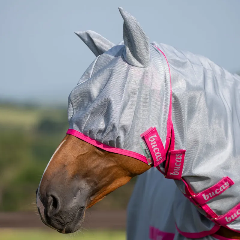 Bucas Buzz-Off Fly Mask - Blue/Blossom Pre-Order