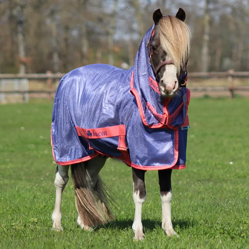 Bucas Freedom Pony Combo Neck Fly Rug - Navy/Grape