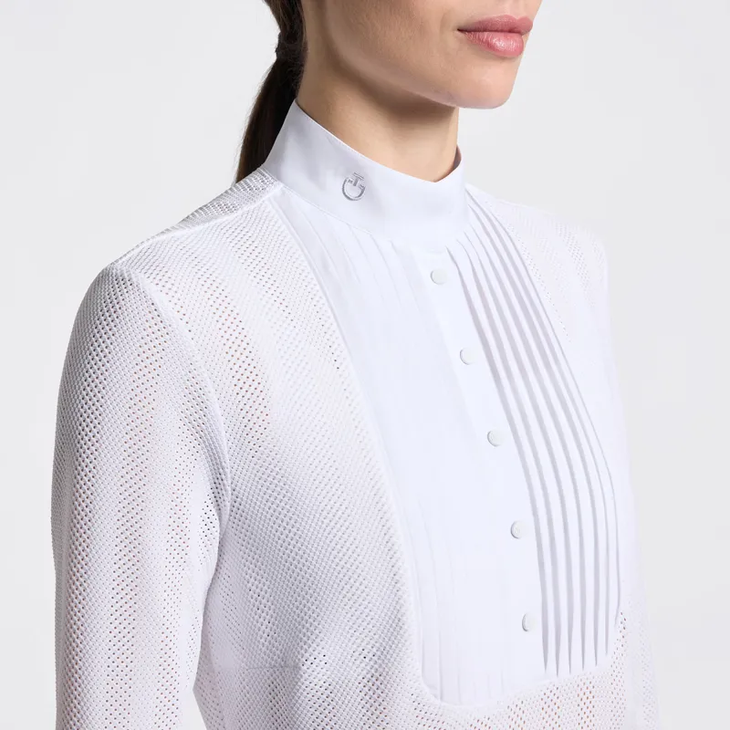 Cavalleria Toscana Jacquard Jersey Womens Show Shirt - White-3
