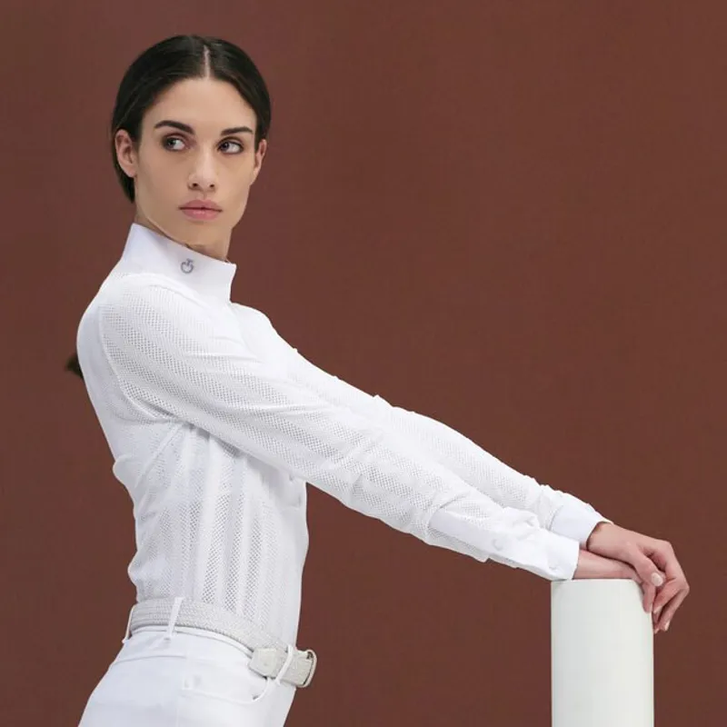 Cavalleria Toscana Jacquard Jersey Womens Show Shirt - White-1