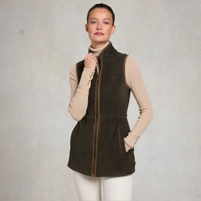Holland Cooper Country Longline Fleece Womens Gilet - Khaki