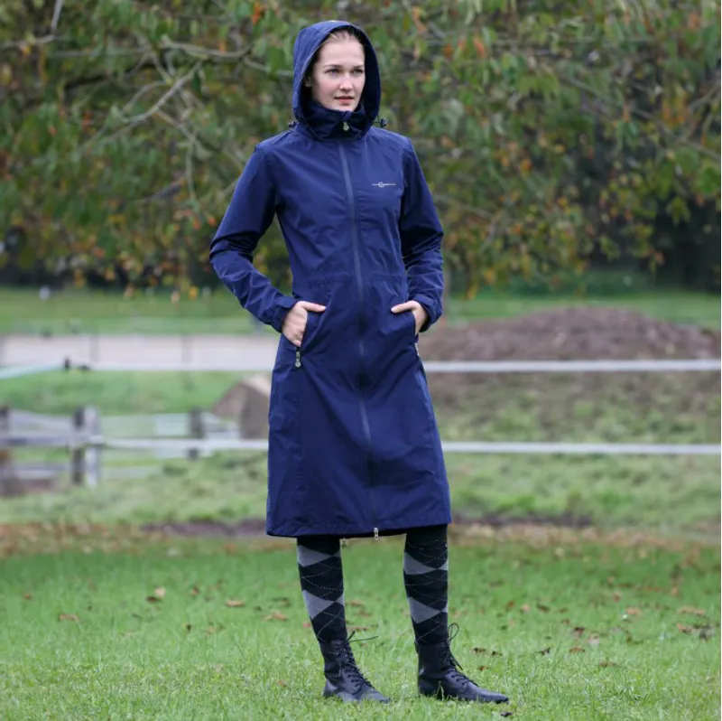 Covalliero Raincoat Womens Long Waterproof Jacket - Navy