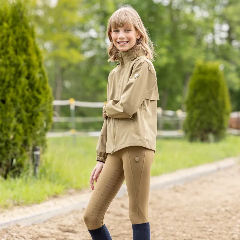 Covalliero Summer Full Grip Junior Riding Tights - Walnut-1