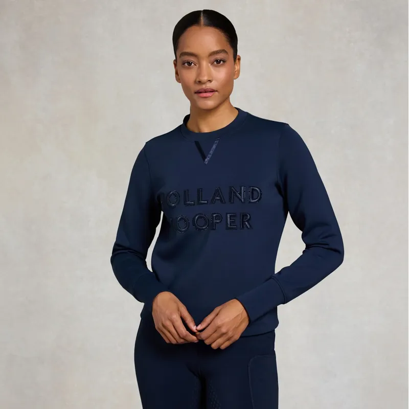 Holland Cooper Crystal Crew Womens Sweater - Ink Navy