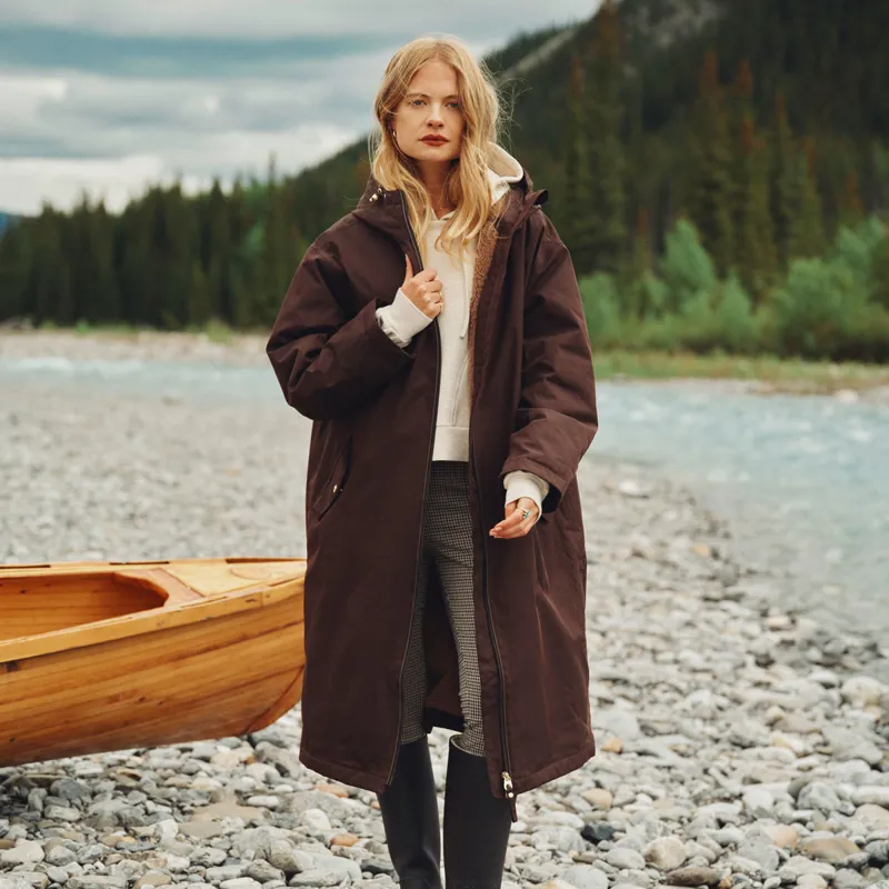 Joules Coverall Oversized Womens Waterproof Coat - Chocolate Brown