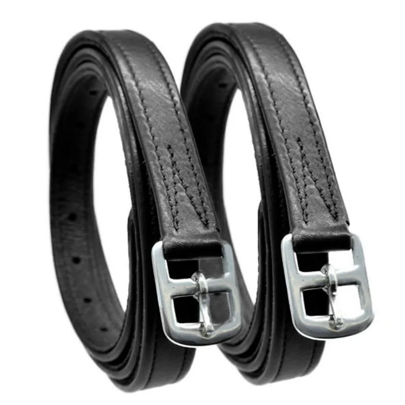 Dever Ascot Hide Covered Junior Stirrup Leathers - Black