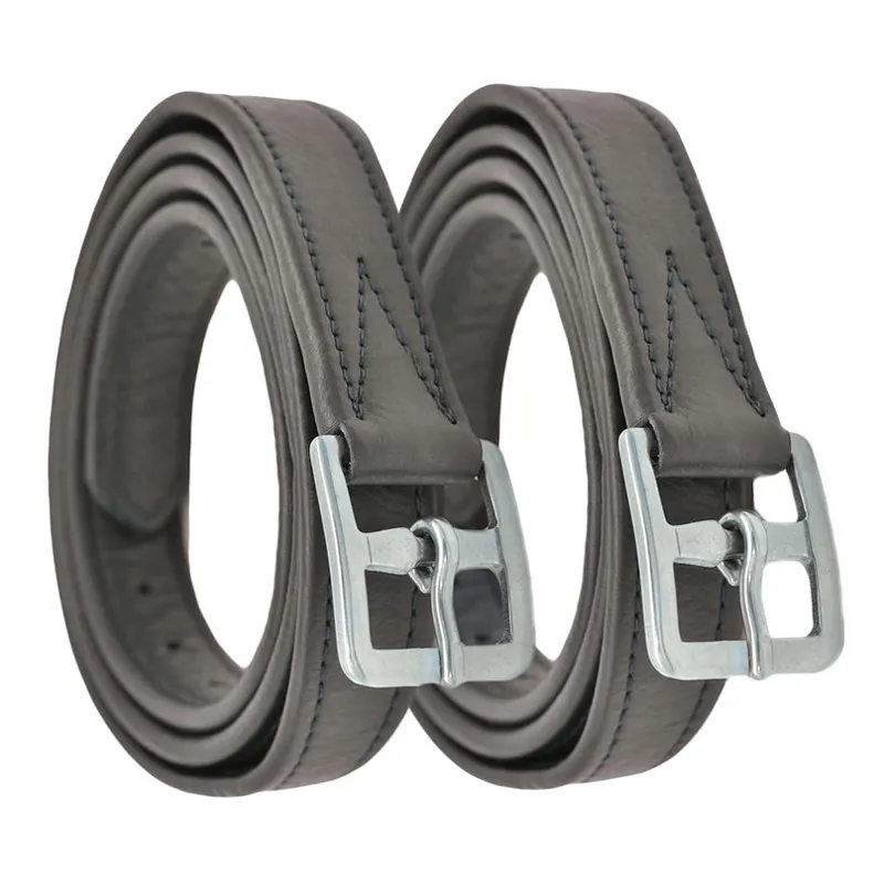 Dever Classic Curved Buckle Hide Covered Soft Stirrup Leathers - Brown