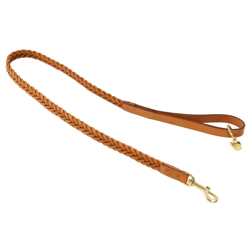 Digby and Fox Plaited Dog Lead - Tan